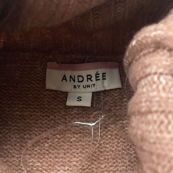 ANDREE by Unit Dusty Mauve Turtleneck Sweater Knit Dolman L/S Sz Small Stretch - Picture 5 of 9